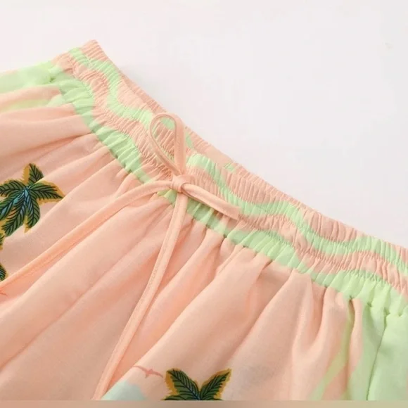 Cocomo Island Loose Fit Casual Shorts Set Single-Breasted Tropical Top - Picture 16 of 16